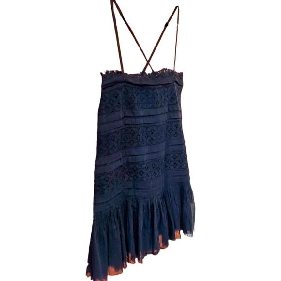 FREE PEOPLE Shailee Crochet Lace Sleeveless Slip Swing Mini dress. - Picture 5 of 16